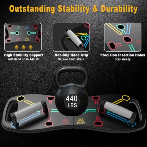 Push Up Board for Home Gym - Portable Black-Grey Strength Training Equipment