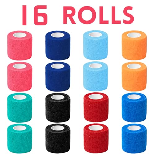 Pharmacy Choice 16-Count Self-Adhesive Bandage Wraps - 2"x5 Yards, Multicolor