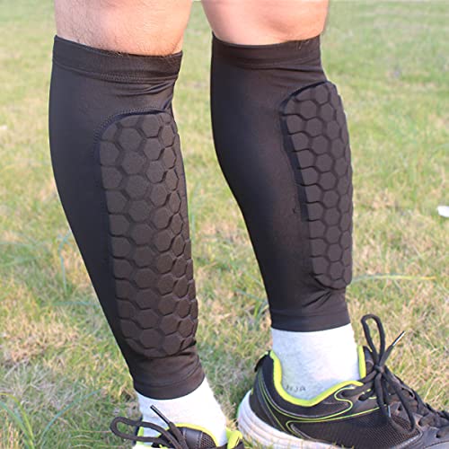 Soccer Shin Guards with Honeycomb Foam Pads - Black Medium