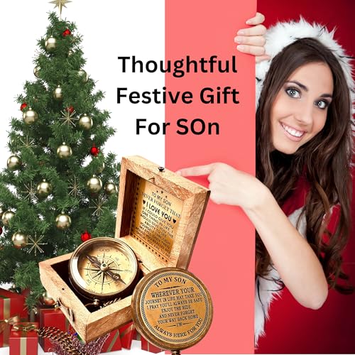 Engraved Compass Gift for Son - I Love You Variation