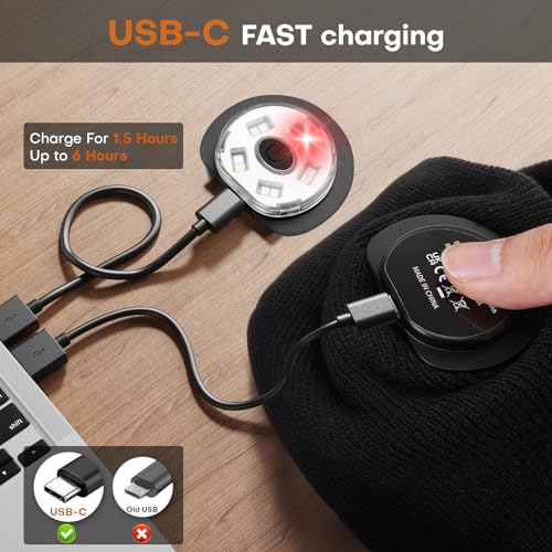 LED Beanie with Light - Unisex USB-C Rechargeable Black Hat