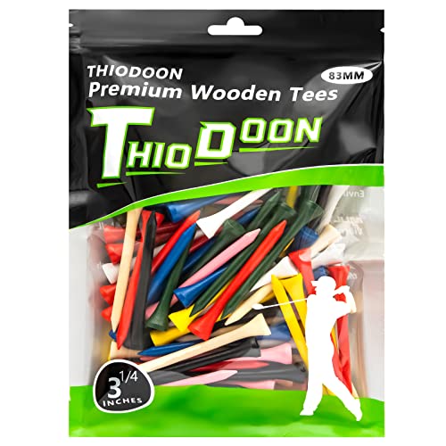 Natural Wood Golf Tees Pack - Mixed Color 3-1/4 Inch, 100 Count