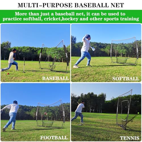 7x7ft Portable Baseball Net with Steel Frame - Black