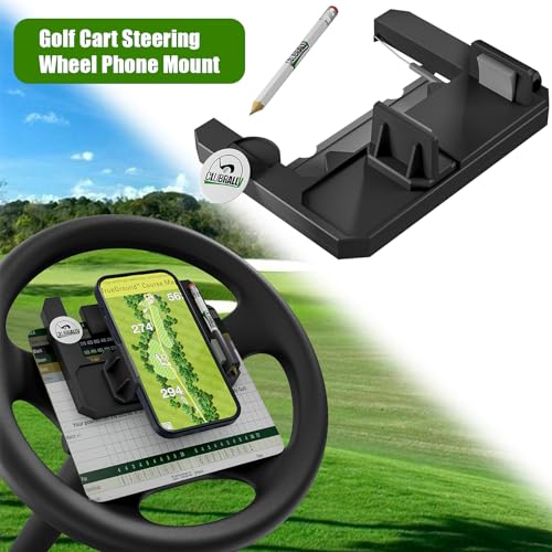 Golf Cart Phone Mount - Steering Wheel Holder for Club Car, EZGO, Yamaha