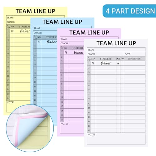 Baseball Lineup Cards - 90 Sets (3 Pads), 16 Player Roster Sheets