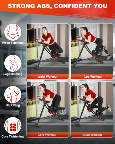 Dual Track Ab Machine for Home Gym - Adjustable & Foldable - Black