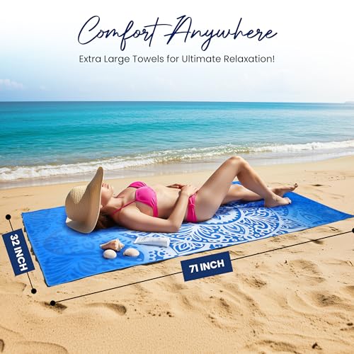 Microfiber Printed Beach Towel - 32x71 Inch, Pacific Bloom