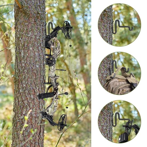 Portable Bow Gear Holder - Screw-in Tree Stand Hooks (4-Pack)