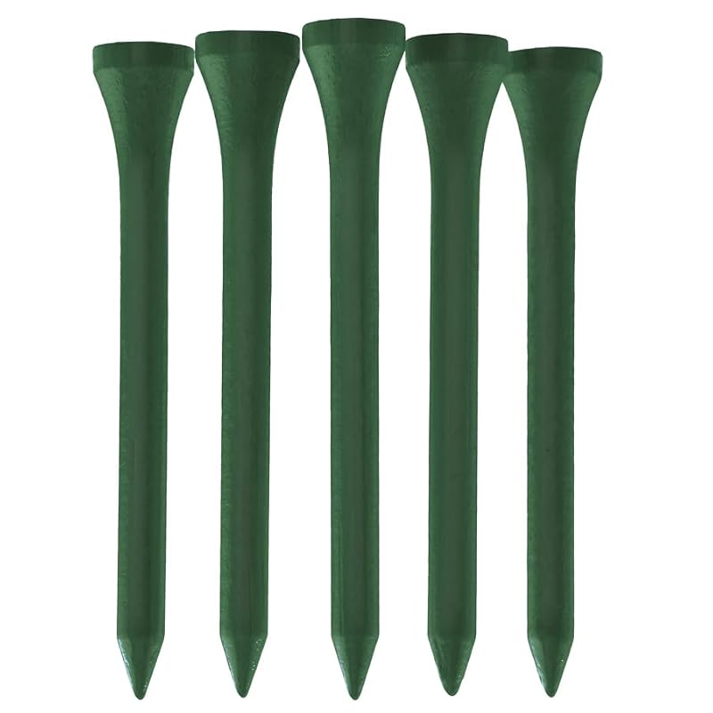 Durable Bamboo Golf Tees - 70mm, Pack of 100, Dark Green