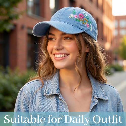 HOVEOX Womens Baseball Cap Embroidered Hat for Woman Floral