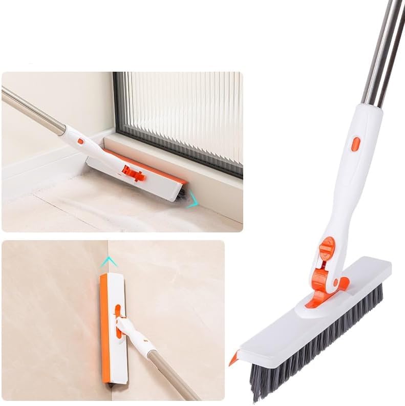 53''Grout Cleaner Brush with Long Handle,2 in 1 V-Shape Grout Line Scrubber 180°Adjustable for Crevice, Tile Line, Shower, Kitchen, Bathroom
