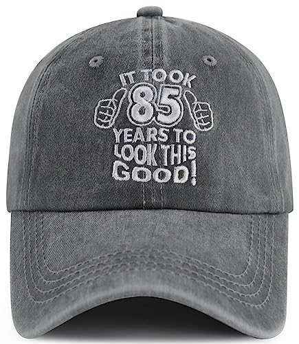 85th Birthday Embroidered Gray Hat - Vintage 1939-1969