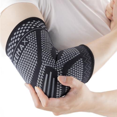 Copper Elbow Compression Sleeve - Medium Grey-Black Pair