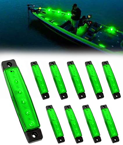 10PCS Green LED Boat Interior Lights - 12V Waterproof Lighting