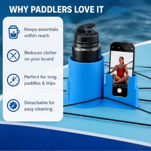 Covedot Blue 2-in-1 Paddle Board Cup Holder & Phone Mount