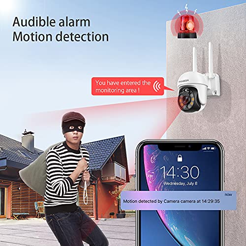 INQMEGA TUYA PTZ Camera Outdoor, 3MP Security Home Surveillance Camera with 2.4G WiFi, Waterproof IP Wireless Camera, Color Night Vision£¬Two-Way Audio, Motion Detection, Cloud & SD Card
