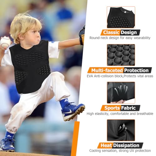 Youth Baseball Chest Protector Padded Shirt for Softball - Small Black