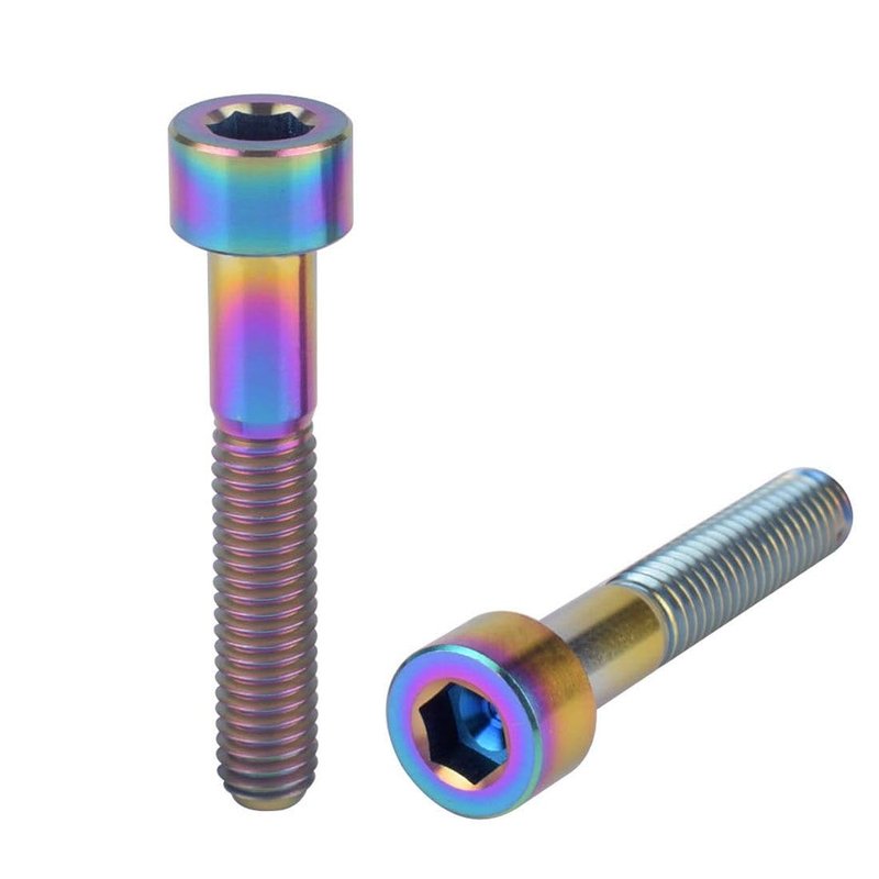 VAMUOEFL Titanium Bolts M6x35mm Allen Hex Head for Bicycle Headset Stem Top Cover Screws 5Pcs Colorful