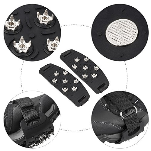 7-Point Traction Cleats for Shoes - Adjustable Anti-Skid Grips - Black