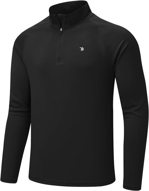 BGOWATU Men's Hiking Shirt - Long Sleeve UPF 50+ Quarter Zip Pullover | Quick Dry Rash Guard
