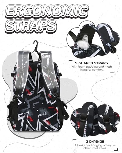 FOKDUVB Kids Baseball Softball Bag Black, Spacious Sports Equipment Organizer