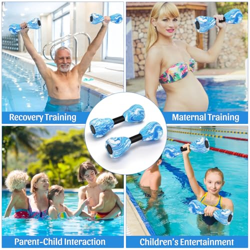 Blue Camouflage Aquatic Foam Dumbbells - Water Water Resistance Training for Pool Aquafitness
