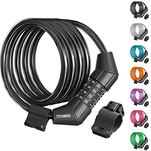 4 Feet Bike Lock Cable - Resettable Combination Lock, Black