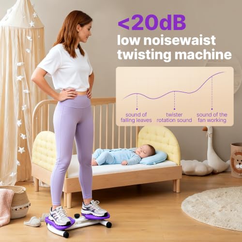 Waist Twister Machine - 300 lbs Capacity, Core Ab Exercise, Purple