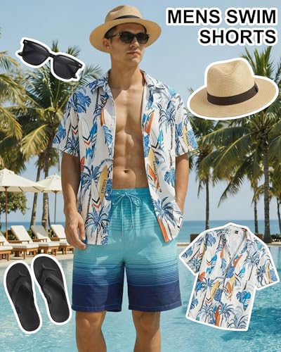 Justay 2 in 1 Mens Swim Trunks 7 Inch, Beach Shorts with Pockets
