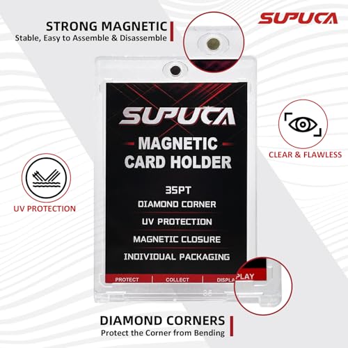 100 Pack Magnetic Card Holders - 35PT UV-Resistant Protectors