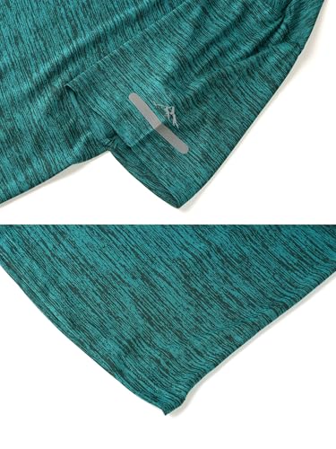 Peakwell Women's Emerald Green Workout Top - Moisture Wicking Yoga T-Shirt, Large