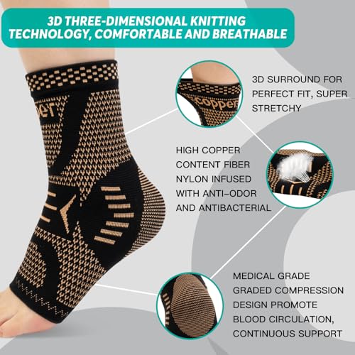 Copper Infused Ankle Brace for Sprains & Pain Relief