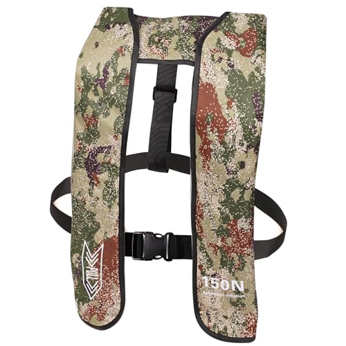 Samilalago Lightweight Automatic Inflatable Life Vest for Adults, Light Camouflage, 300 lb Limit