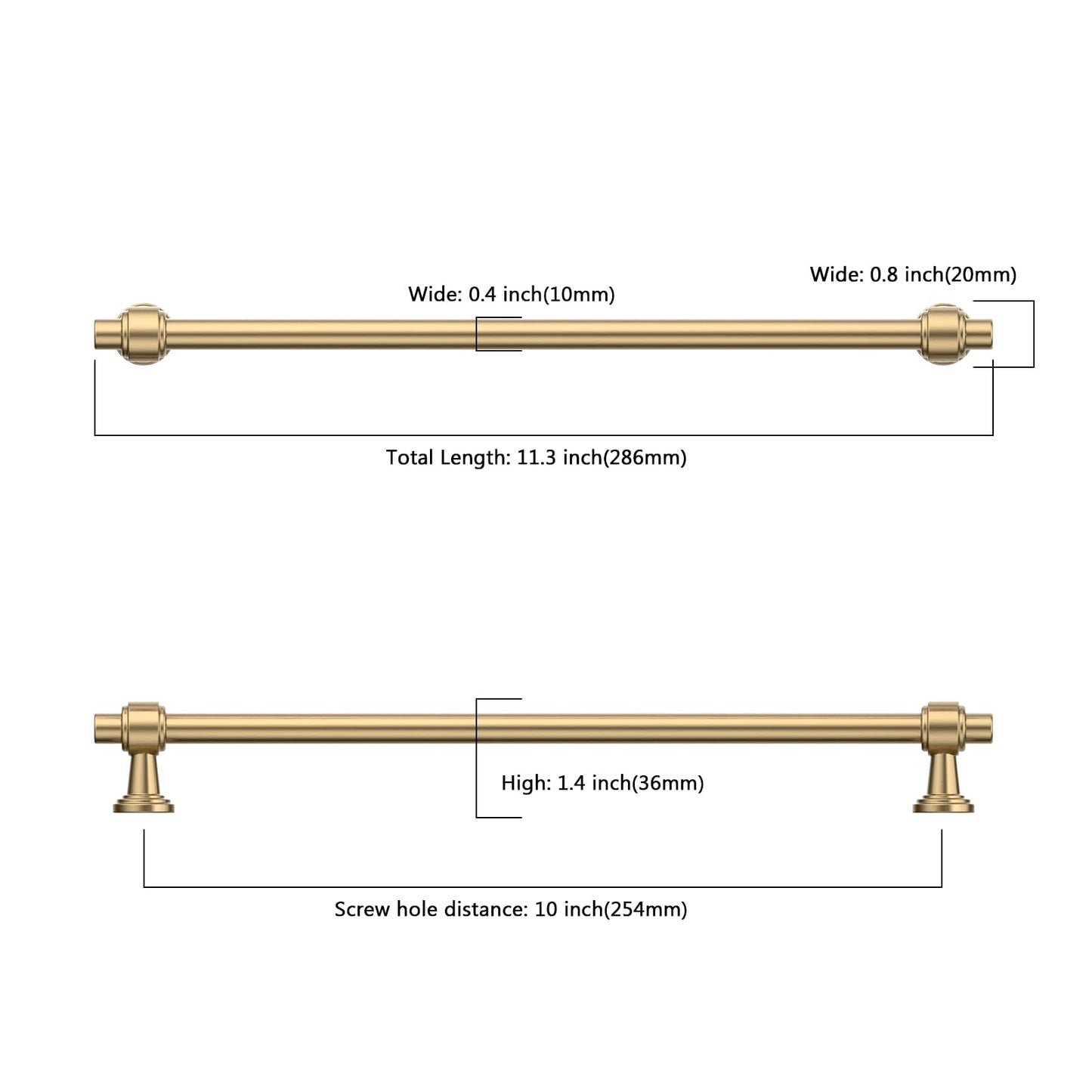 Asidrama 10 Pack 10 Inch(254mm) Champagne Bronze Cabinet pulls Kitchen Cabinet Handles, Cabinet Pulls Kitchen Cabinet Hardware for Cupboard Drawer Pulls
