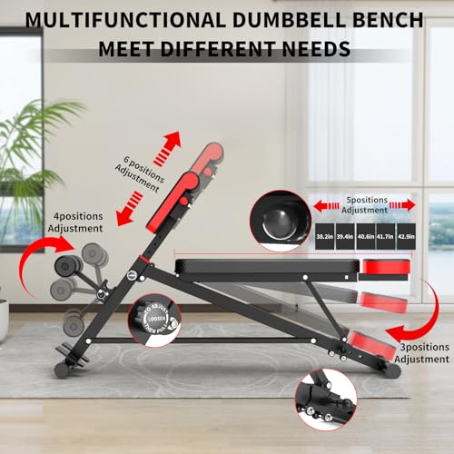 Weight Bench with Roman Chair - 1000LBS Capacity, Adjustable, Black