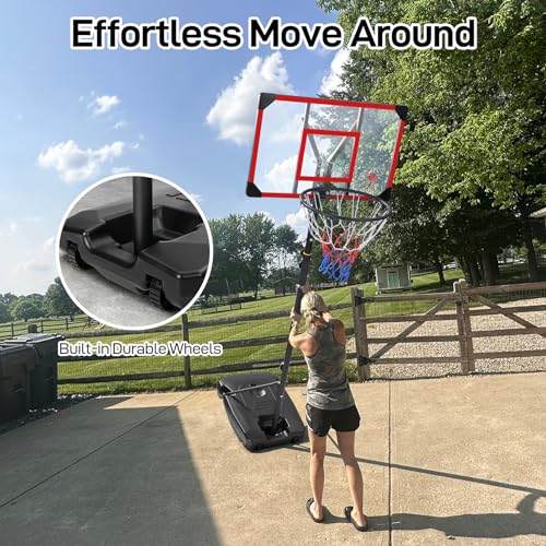 Adjustable Kids Basketball Hoop 4.82-8.53ft - Red