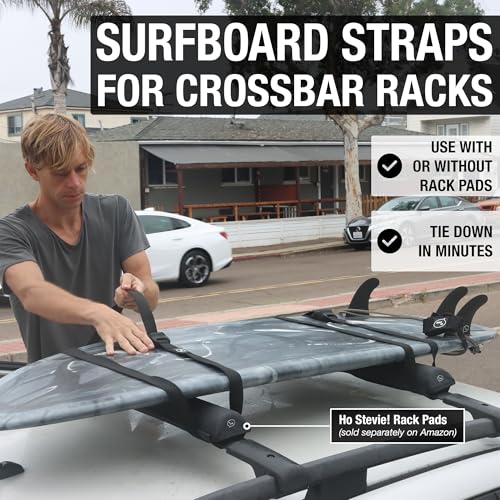 Surfboard Tie Down Straps - 15' Heavy Duty with Silicone Buckle Covers