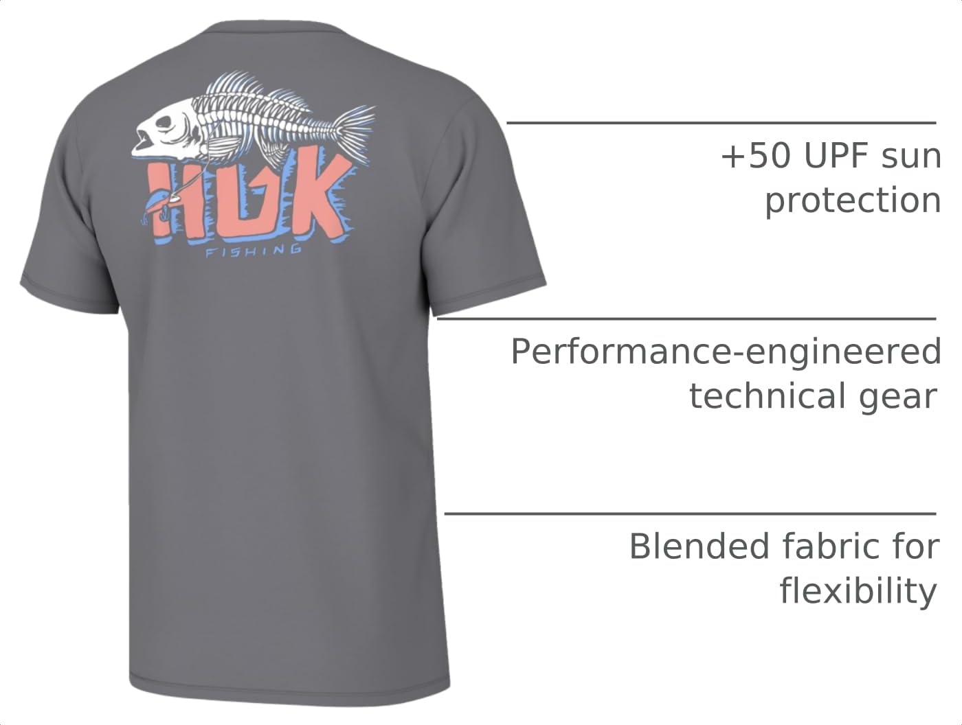 HUK Mens Fishing Graphic Tee, Performance Short Sleeve, Quick-Dry, Bass Bones - Night Owl, XXX-Large