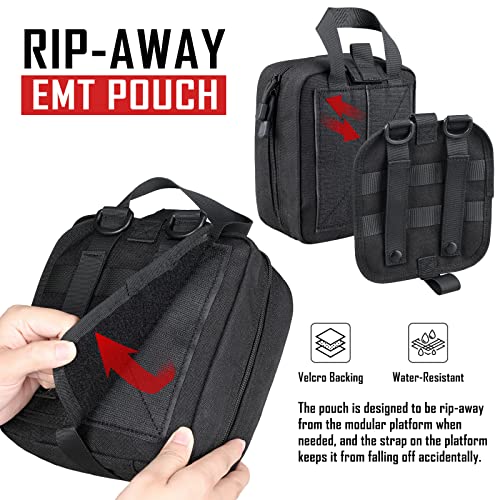 LIVANS 1000D Tactical First Aid Bag Black 7.1 x 3.5 x 8 inches EMT Emergency Pouch