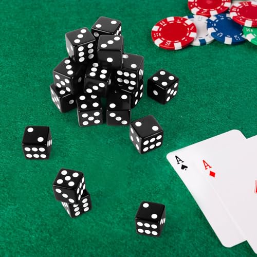 100 Pcs Black Casino Dice Set - 16mm Acrylic Game Dice