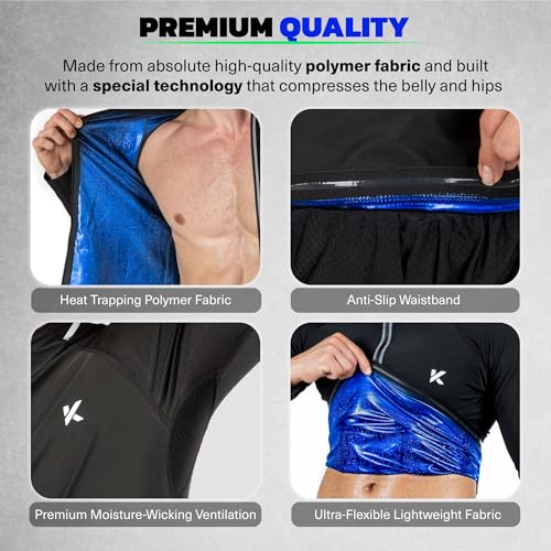 Men's Heat Trapping Sauna Suit - Long Sleeve Jacket, XX-Large - Black