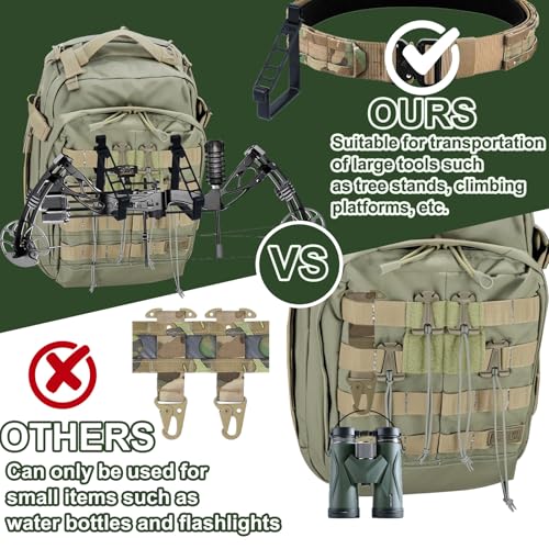 Heavy Duty Metal Molle Hooks 2-Pack for Tactical Gear & Hunting Accessories
