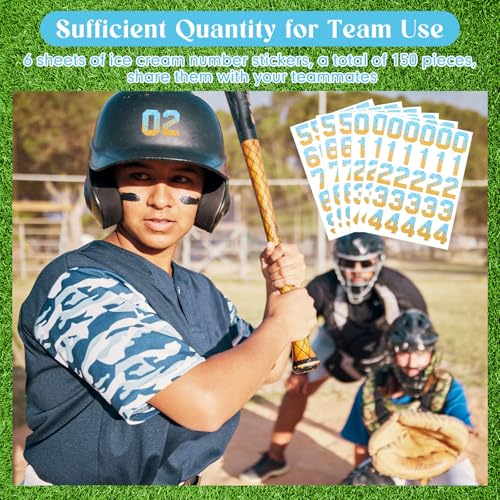 Blue Sports Helmet Number Stickers - 150 Self-Adhesive Ice Cream Drip
