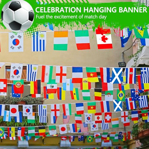 International World Flags String Banner - 43ft Soccer Tournament Decor