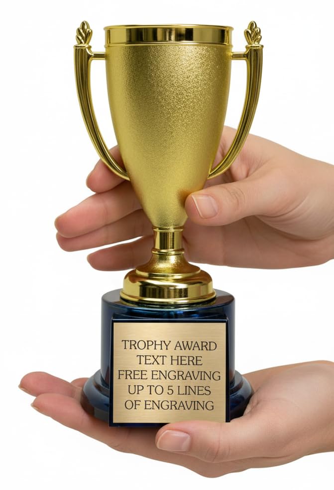 Custom Engraved Trophy Cup – 7.5" Gold Award Trophy - Personalize Your Text