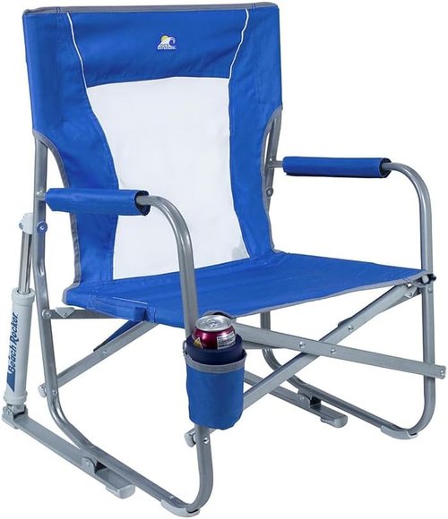 GCI Outdoor Beach Rocker Folding Chair - Portable Rocking Design in Saybrook Blue