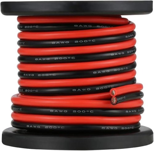 BNTECHGO 8 Gauge Silicone Wire Spool - Flexible Red & Black 20ft High-Temperature 600V for LED Strips
