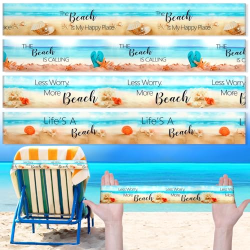 4 Pcs Elastic Beach Towel Bands for Regular Chairs - Seaside