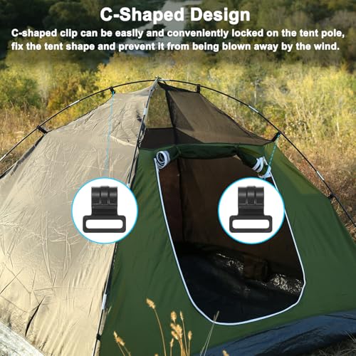 C-Shaped Tent Pole Clips - 30PCS, 0.4 In Clamp for Camping