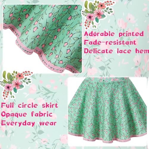 Girls Ballet Leotard Dress with Ruffled Sleeve - Green Flower (4-5T)